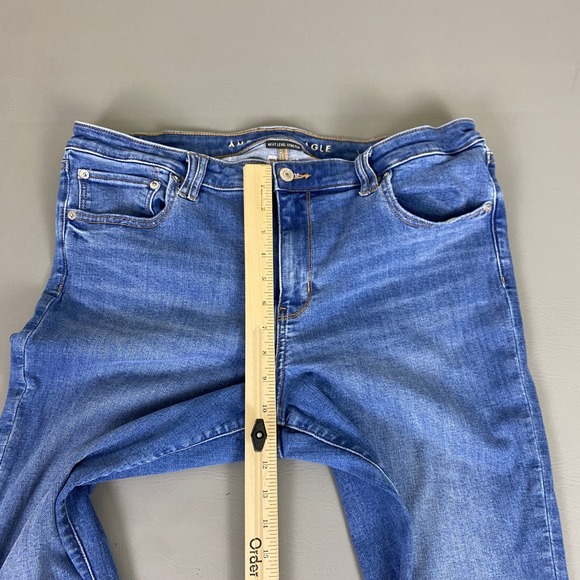 American Eagle Low Rise Flare Jeans Women's Plus Size 18 Blue Next Level Stretch - Picture 8 of 13